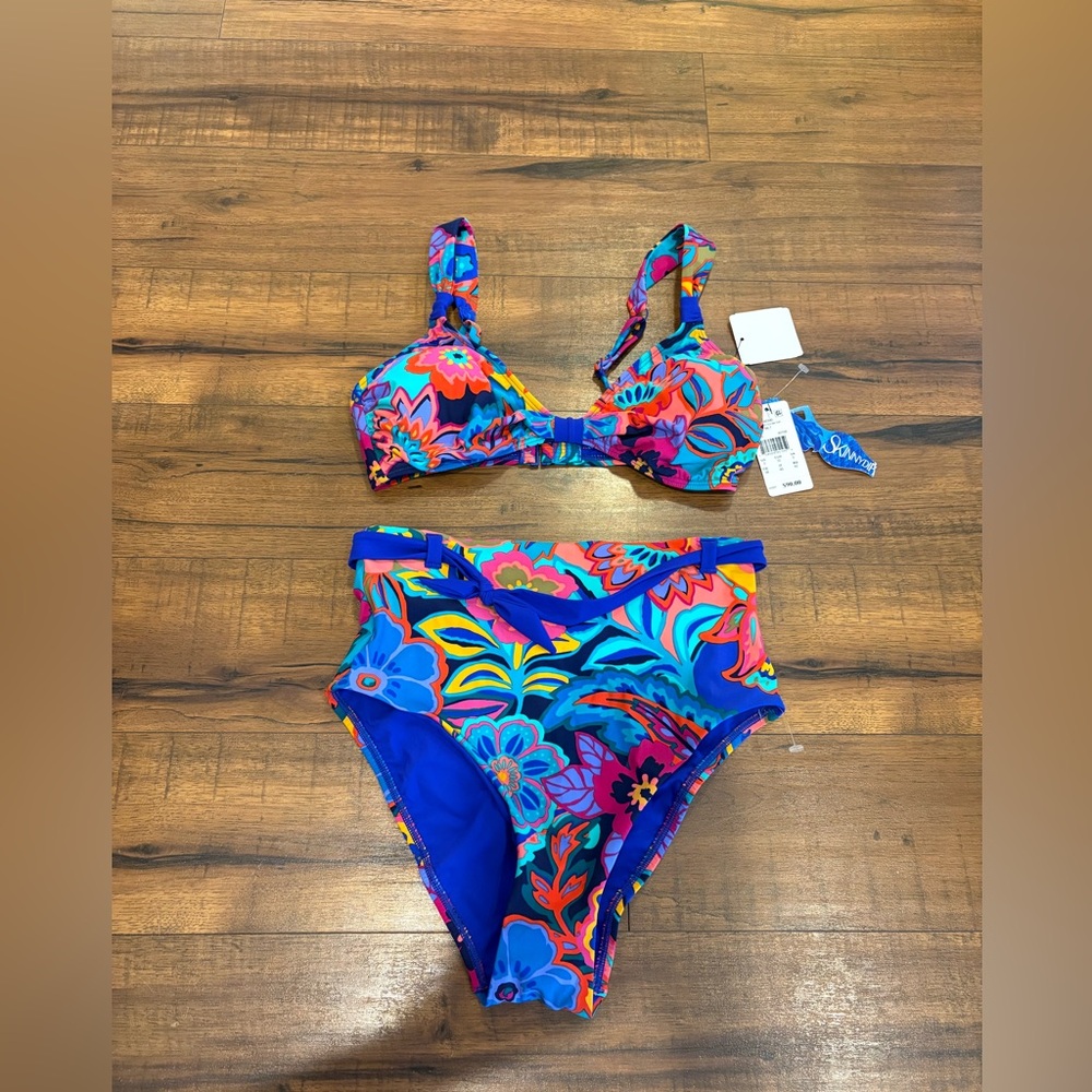 Skinny Dippers Women's Bikini Top & Bottom Swimsuit Set Sz Small Blue NWT - Picture 1 of 4
